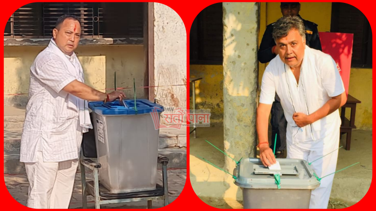 वीरगन्ज मेयर पदका उमेदवार सिंह र गिरीले मतदान गरे
