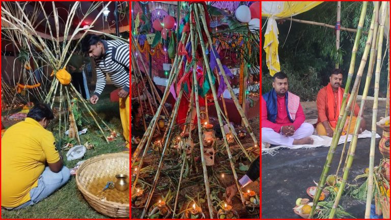 मध्यरातमै कोशी भर्ने व्रतालु भक्तजनको छठघाटमा भिड