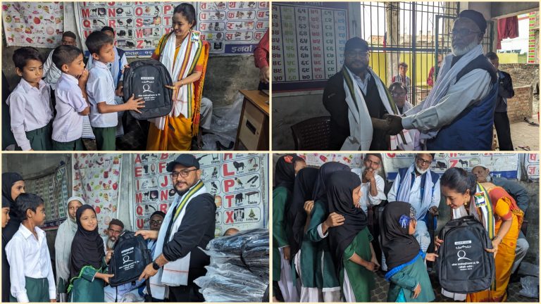 समाजसेवी श्रेष्ठको पहलमा बिधालयमा ब्याग वितरण