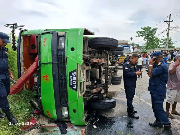वीरगञ्ज पथलैया सडकखण्डमा यात्रुवाहक बस दुर्घटना