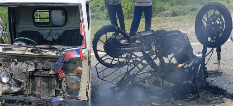 मोटरसाइकल र पिकअप ठोक्किदा सेनासहित पाँच घाइते