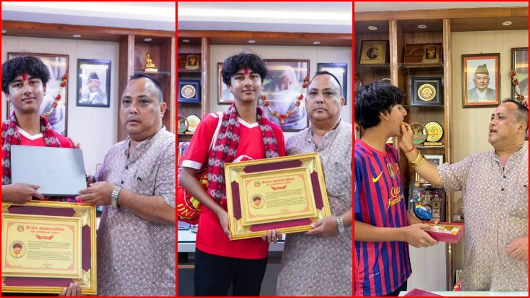 अन्तर्राष्ट्रिय सफलता हासिल गरेका अरनीस गुप्तालाई मेयर सिंहद्वारा विशेष सम्मान