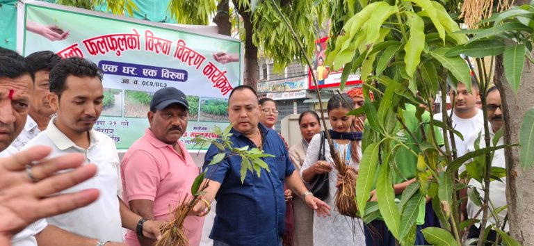 मेयर सिंहको अगुवाइमा वीरगञ्जमा “एक घर, एक बिरुवा” अभियान