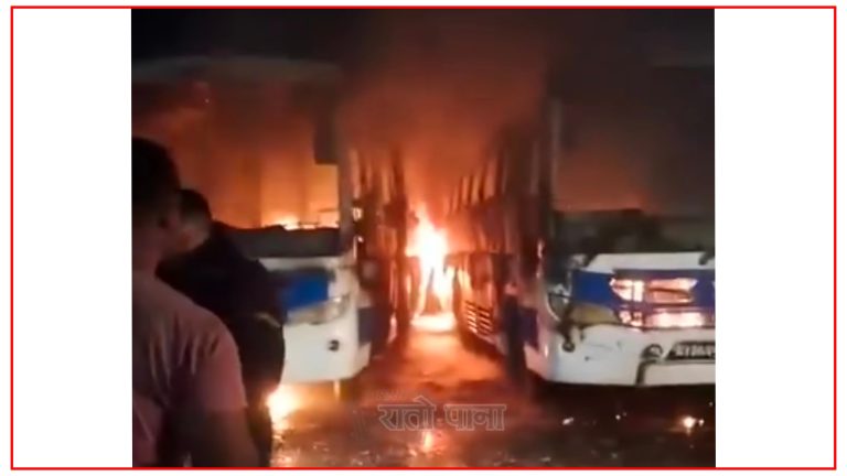 वीरगंज नयाँ बसपार्कमा पार्किङ गरिएका दुई बसमा मध्यराति आगलागी, दुवै बस पूर्णरूपमा नष्ट