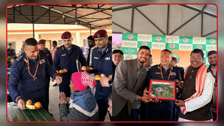 नेपाल प्रहरी प्रमुख कार्कीद्वारा मानव सेवा आश्रम वीरगञ्जमा सहयोग हस्तान्तरण