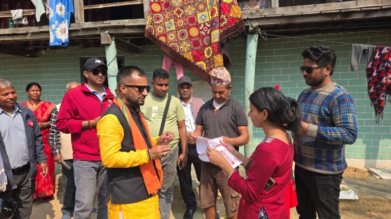 सखुवापर्सौनी–१ मा एमाले उम्मेदवार रुपेश पाण्डेको घरदैलो अभियान निरन्तर