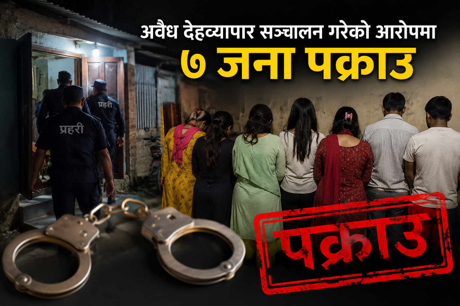 वीरगन्जको झाझी टोलमा देहव्यापार सञ्चालन भएको आशंकामा ७ जना पक्राउ