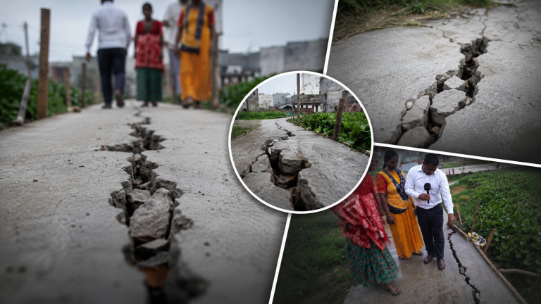 वीरगञ्ज–१ मा वडा बजेटको सडक २४ घण्टामै भत्कियो, गुणस्तरमाथि प्रश्न