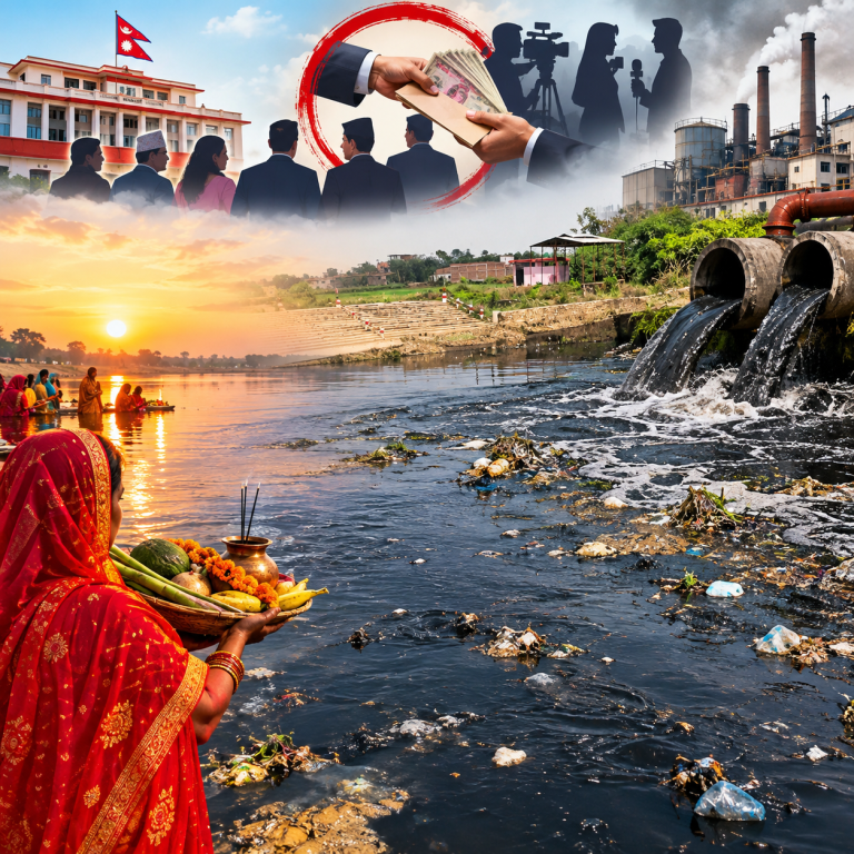 छठ नजिकिँदै गर्दा पनि प्रदूषणको मारमा सिर्सिया नदी, जरिवाना र अल्टिमेटम कागजमै सीमित
